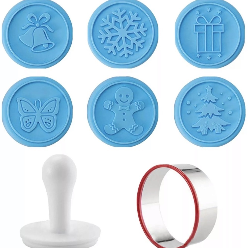 Cute Silicone Christmas Cookie 6 Stamps Set (Blue) Premium Cookies